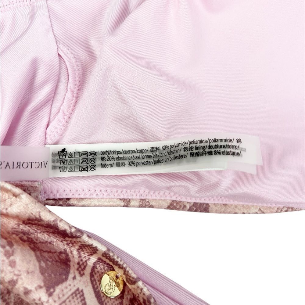 Victoria's Secret Swim Pink Snakeskin Off Shoulder Tie Front‎ Bikini Top Large - Picture 4 of 4